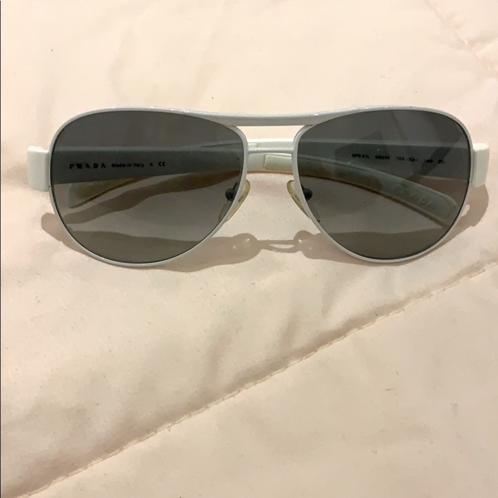 Authentic white Prada Aviator Sunglasses